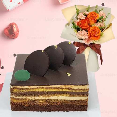 Chocolate Coffee Cake And Flower