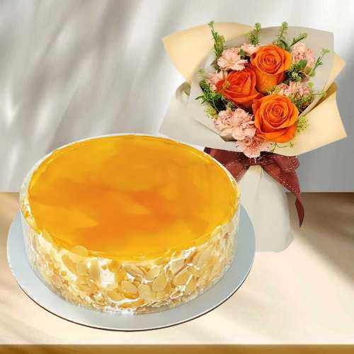 Mango Mousse Cake And Flower