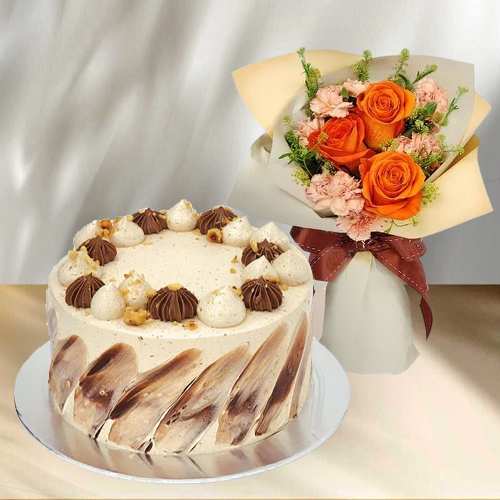 Flower Bouquet With Hazelnut Cake