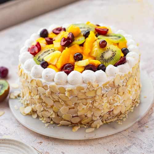 Eggless Fresh Fruit Cake